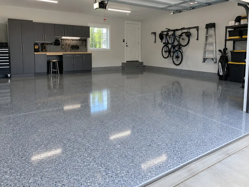 Full-flake epoxy floor finish in Conroe, Texas