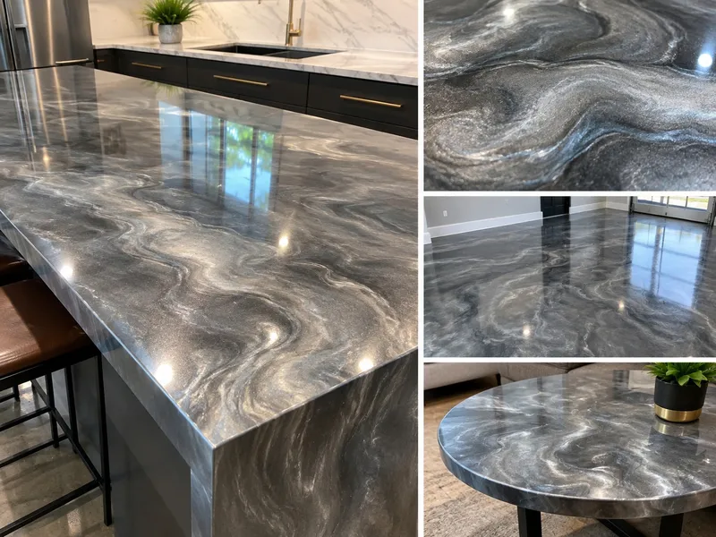 Metallic epoxy floor finish in Conroe, Texas