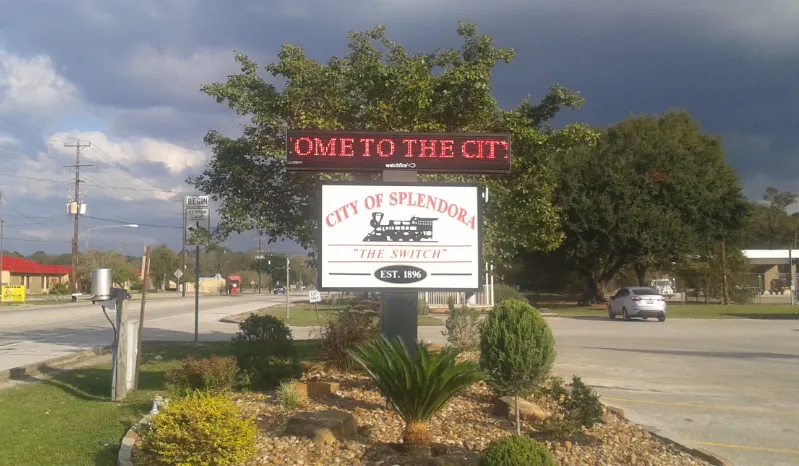 City of Splendora welcome sign in Splendora, Texas